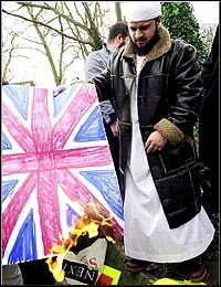 British Muslim Burns the Union Jack